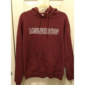 Hoodie 'Misunderstood' Jerzees Maroon Burgundy Men or Women Size Medium